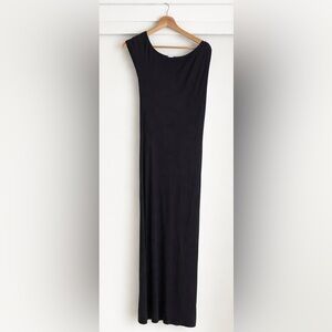 Zara Asymmetric Fitted Ribbed Off Shoulder Maxi Dress